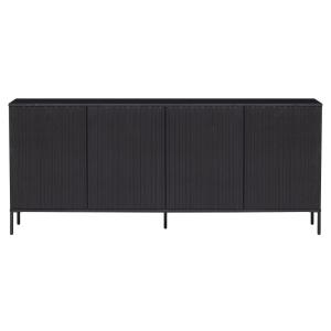 Buffet 4 portes en bois massif noir 200x44x85cm