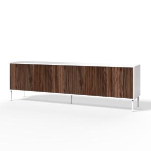 Buffet 4 portes en mélamine et MDF blanc/chêne Rio