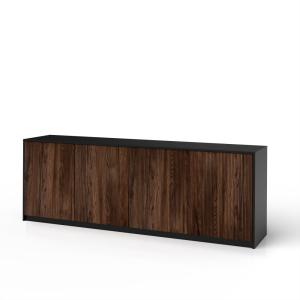 Buffet 4 portes en mélamine et MDF noir/chêne Rio