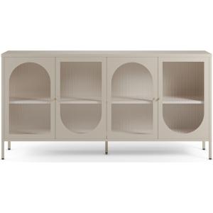 Buffet 4 portes en métal beige 160 cm