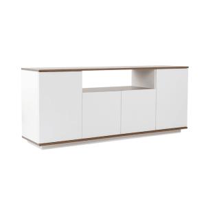 Buffet 4 portes et 1 niche centrale L180 cm - Effet Blanc e…