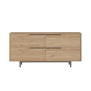 Buffet 4 portes finition bois et métal noir 160x75cm