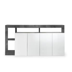 Buffet 4 portes gris, blanc