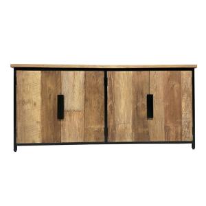 Buffet 4 portes L.185 cm enTeck recyclé et métal noir