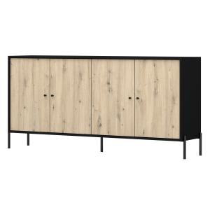 Buffet 4 portes noir/aspect chêne artisan 200 cm