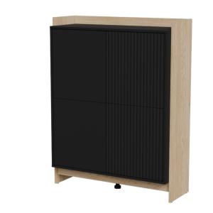 Buffet 4 portes noir mat/chêne 100x130 cm