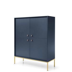 Buffet 4 portes pieds métal doré 104x125 cm