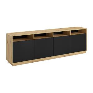 Buffet 4 portes stratifiés noir mat et beige