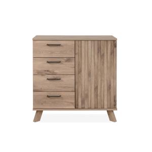 Buffet 4 tiroirs 1 porte effet bois - L85 x H85 cm