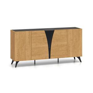 Buffet 5 portes stratifiés beige et noir
