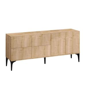 Buffet 6 portes décor chêne saphir - L180 cm