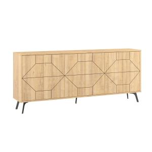 Buffet 6 portes L184 cm - Effet Chêne