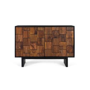 Buffet à deux portes en bois de sheezam orné de motifs géom…