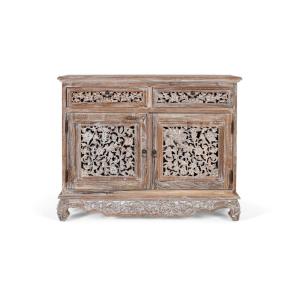 Buffet à deux tiroirs et deux portes en teck 100 cm