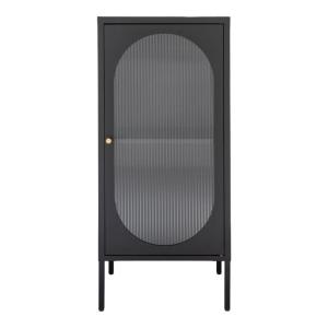 Buffet acier noir porte vitrée en verre et étagère LARENNE…