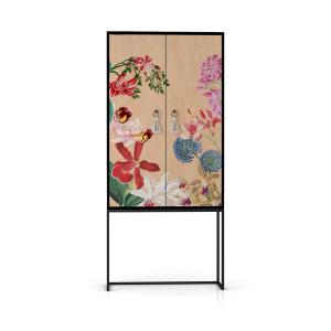 Buffet armoire 2 portes en MDF imprimé Orchidée exotique