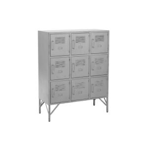 Buffet armoire industrielle 9 casiers en métal gris