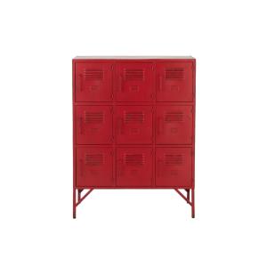 Buffet armoire industrielle 9 casiers en métal rouge