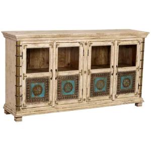 Buffet artisanal en bois blanc 170x40x90h cm