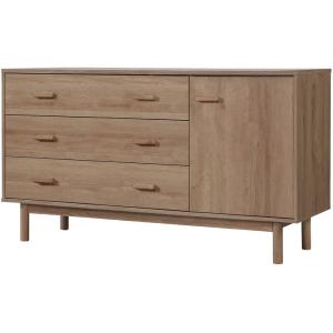Buffet avec 1 porte 3 tiroirs effet chêne