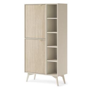 Buffet avec 2 portes 5 étagères ouvertes en bois stratifié…