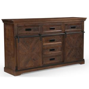 Buffet avec 2 portes 6 tiroirs en bois marron