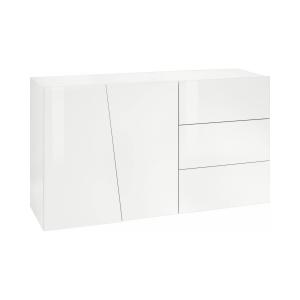 Buffet avec 2 portes effet bois blanc brillant 141x43h86 cm