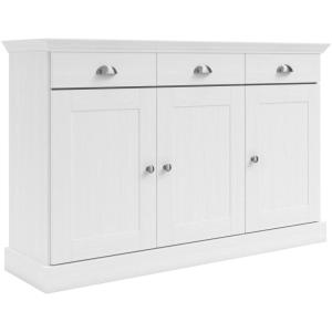 Buffet avec 3 portes / 3 tiroirs effet bois blanc