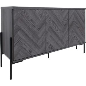 Buffet avec 3 portes effet chevrons chêne gris
