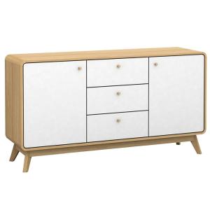 Buffet avec 3 tiroirs 2 portes effet chêne blanc