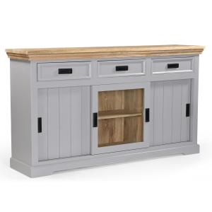 Buffet avec 3 tiroirs 3 portes en bois gris