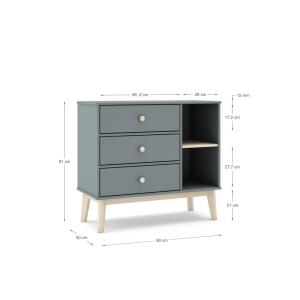 Buffet avec 3 tiroirs et 2 compartiments 90x81 cm