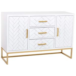 Buffet avec 3 tiroirs et 2 portes en bois et métal 120x40,5…