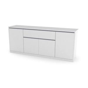 Buffet avec 4 portes effet bois blanc brillant 210x45h85 cm
