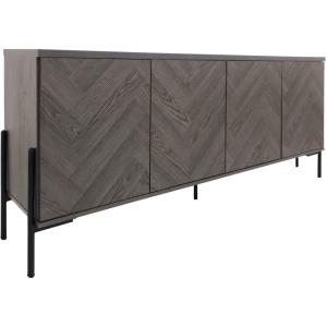 Buffet avec 4 portes effet chevrons chêne blanc