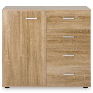 Buffet avec 4 tiroirs et 1 porte, coloris chêne sonoma