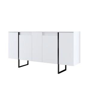 Buffet avec étagères 4 portes  L160 cm - Blanc et Noir