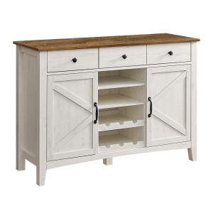 Buffet avec tiroir et portes blanc rustique et marron miel