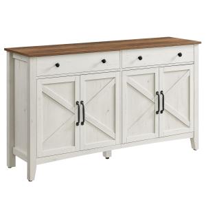 Buffet avec tiroir et portes étagère réglable blanc et marr…