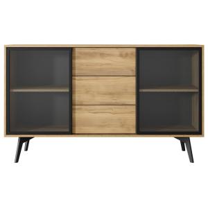 Buffet bas 2 portes 3 tiroires 2 étagères L144cm effet bois…
