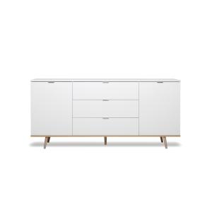 Buffet bas 2 portes 3 tiroirs L180 cm - Blanc