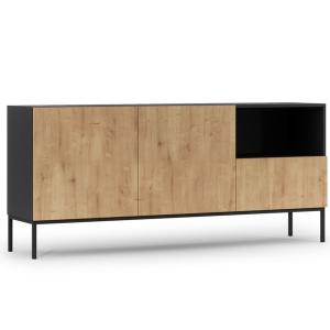 Buffet bas 2 portes ouverture par pression L180cm effet boi…