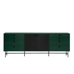 Buffet bas 212cm en bois et métal perforé PUNTO vert foncé…