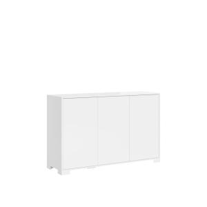 Buffet bas 3 portes 130x40x83 cm effet bois blanc brillant
