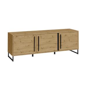 Buffet bas 3 portes stratifiés beige et noir