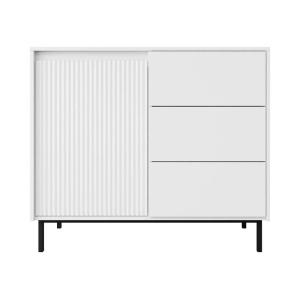 Buffet bas 3 tiroirs ouverture par pression L103cm blanc