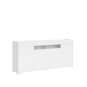 Buffet bas 4 portes 172x40x81 cm effet bois blanc brillant