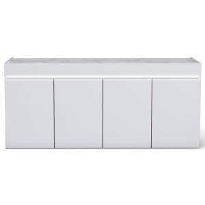 Buffet bas 4 portes 2 étagères L208cm blanc