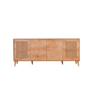 Buffet bas 4 portes avec cannage l180cm chêne clair