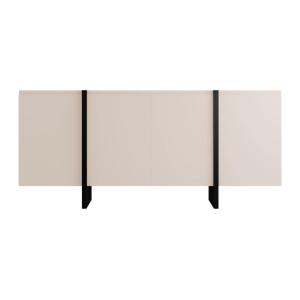 Buffet bas effet bois noir, beige